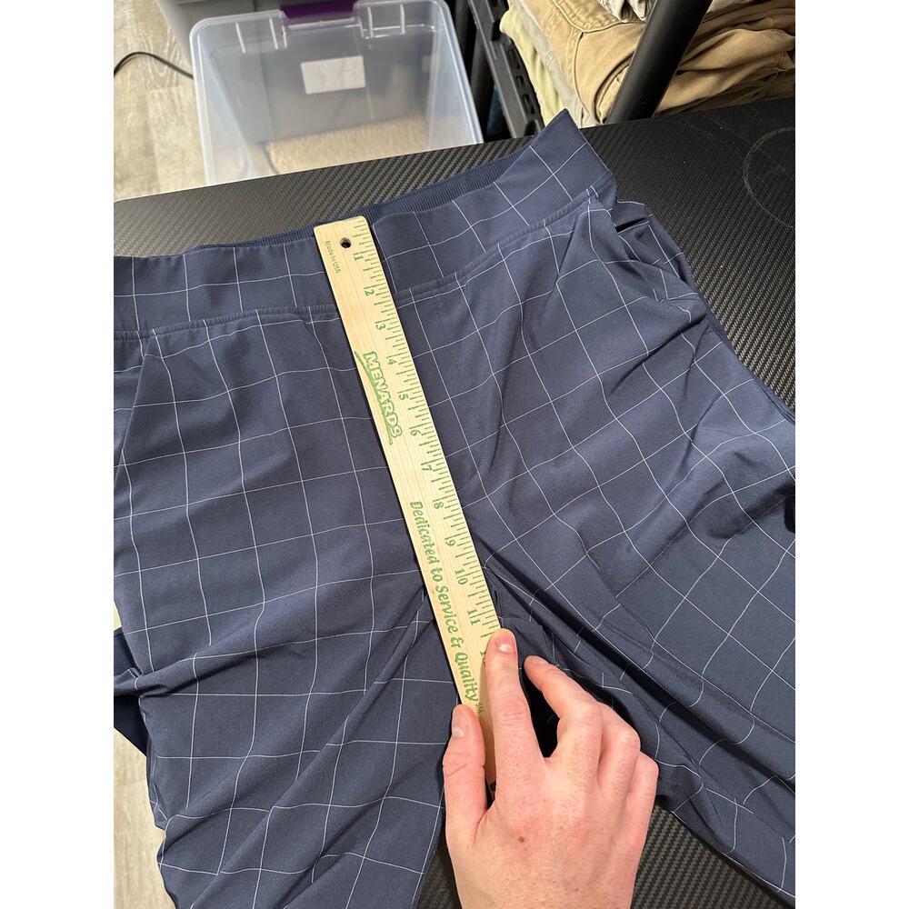 Athleta Brooklyn Textured Ankle Pant Navy Blue Windowpane Size 8 Travel Pant - Picture 6 of 14